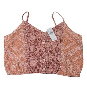American Eagle Floral Print Button Front Crop Cami Top‎ - Size M